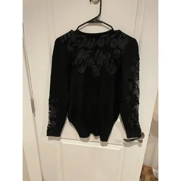 Vintage Jennifer Roberts wool jeweled cardigan 1980s black size 8 - Picture 7 of 7